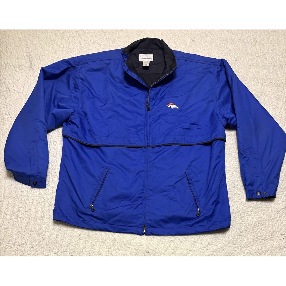 Y2K Cutter & Buck Womens Denver Broncos Jacket Windbreaker Size XL Blue Solid